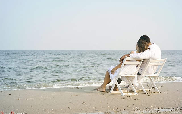 Paar liefde zee vakantie